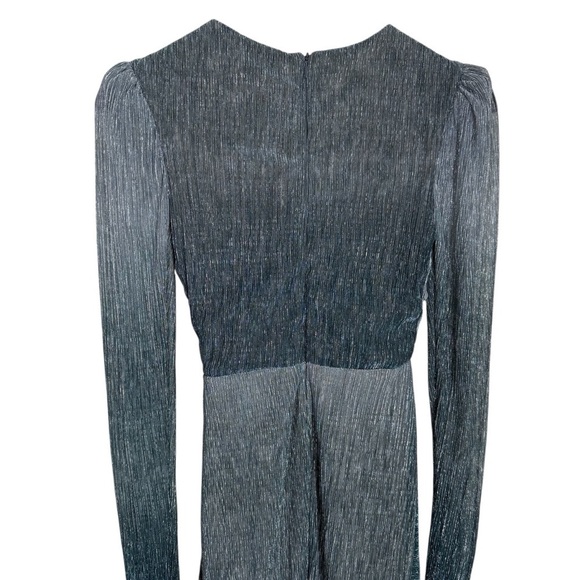 PatBO Silver Asymmetrical Wrap Dress with Bishop Sleeves SZ XS (0) - Picture 12 of 14